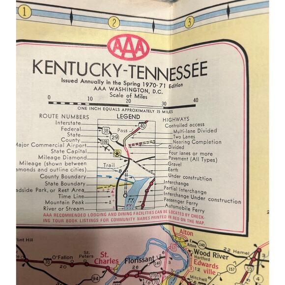 Vintage AAA Kentucky/Tennessee Road Map Issued in Spring of 1970-71 - Picture 4 of 4